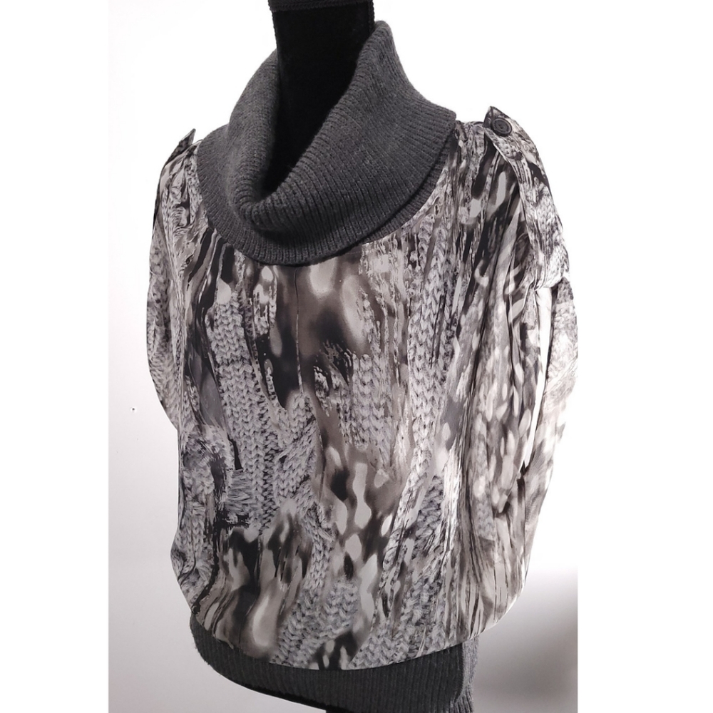 Polo Garage Knit Turtleneck Sheer Cap Sleeveless Snake Skin Print Blouse 1x